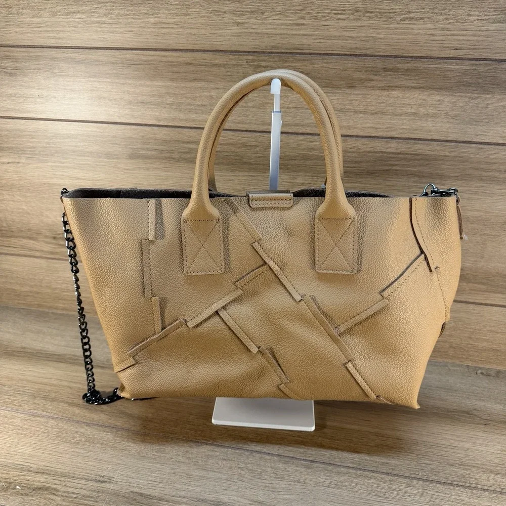 New Fashion Falor 1980 Firenze Camel Brown Italy Soft Leather‎ Chain Handbag